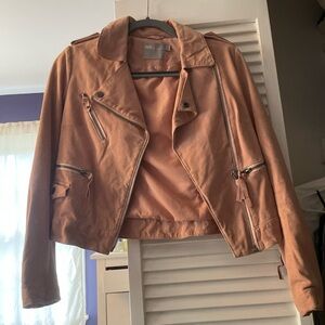 ASOS suede leather jacket (pink, size 0)
